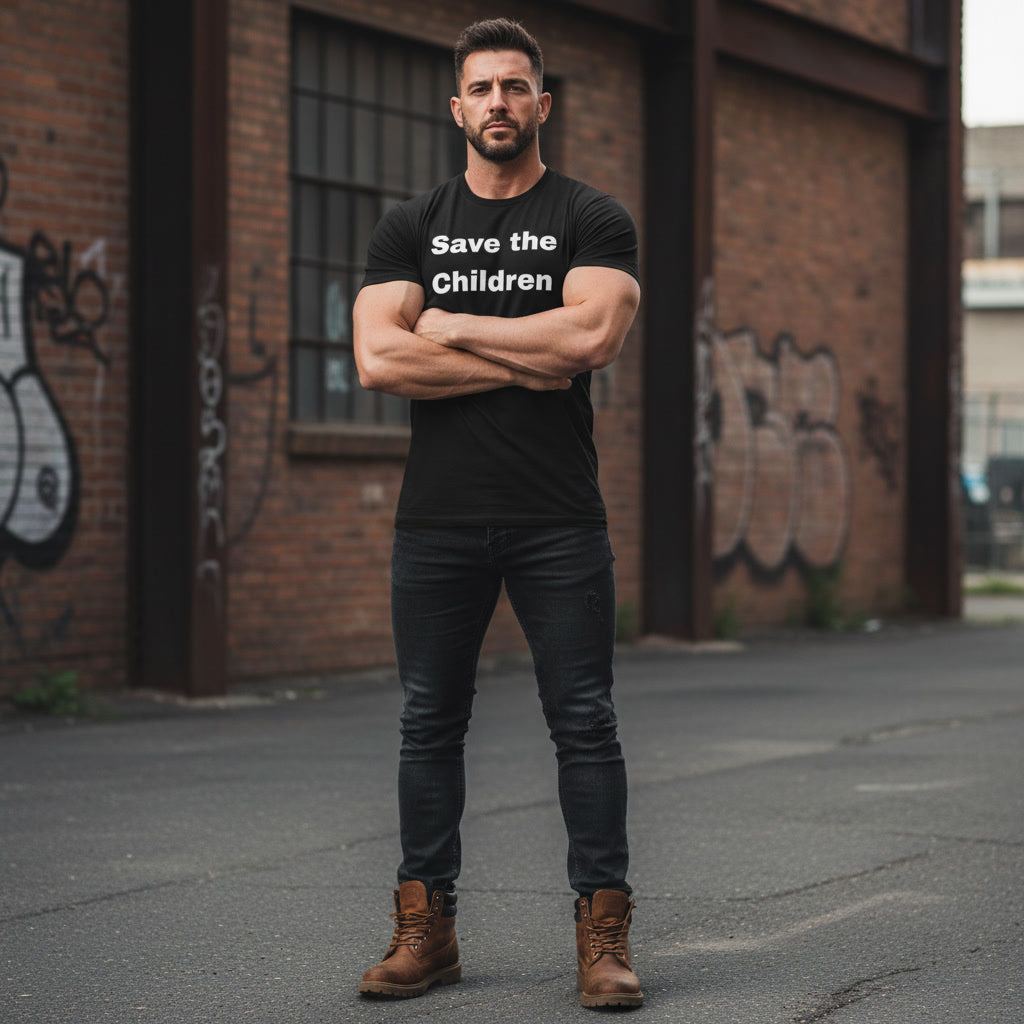 Save The Children T Shirt Mens Black Graphic Tee Gildan Short Sleeve