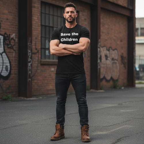 Save The Children T Shirt Mens Black Graphic Tee Gildan Short Sleeve